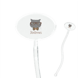 Hipster Cats 7" Oval Plastic Stir Sticks - Clear (Personalized)