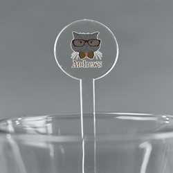 Hipster Cats 7" Round Plastic Stir Sticks - Clear (Personalized)