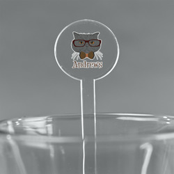 Hipster Cats 5.5" Round Plastic Stir Sticks - Clear (Personalized)