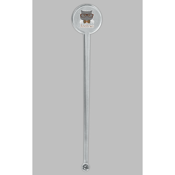 Hipster Cats Clear Plastic 7" Stir Stick - Round - Single Stick