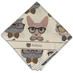 Hipster Cats Cloth Dinner Napkin - Single w/ Name or Text