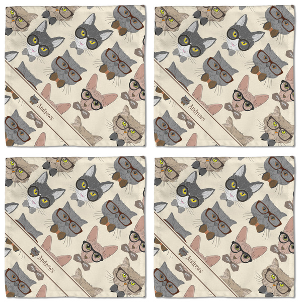 Hipster Cats Cloth Napkins - Personalized Lunch (APPROVAL) Set of 4