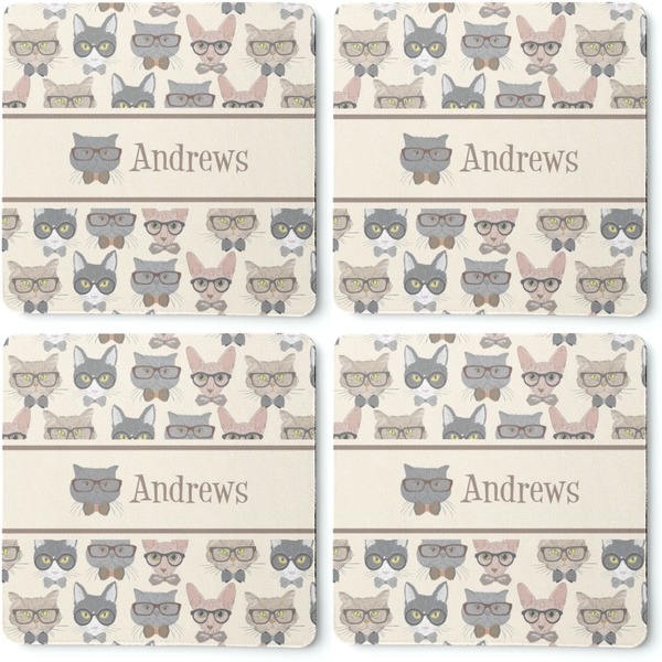 Hipster Cats Coaster Rubber Back - Apvl