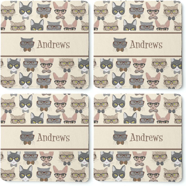 Hipster Cats Coaster Rubber Back - Apvl