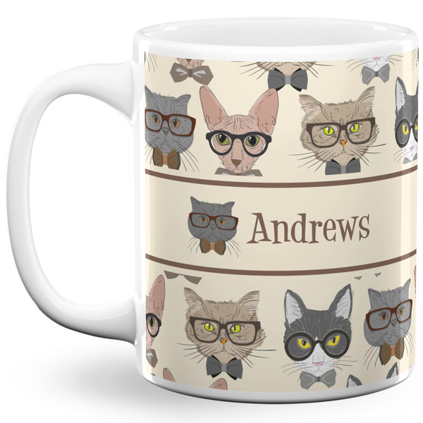 Custom Hipster Cats 11 Oz Coffee Mug - White (Personalized)
