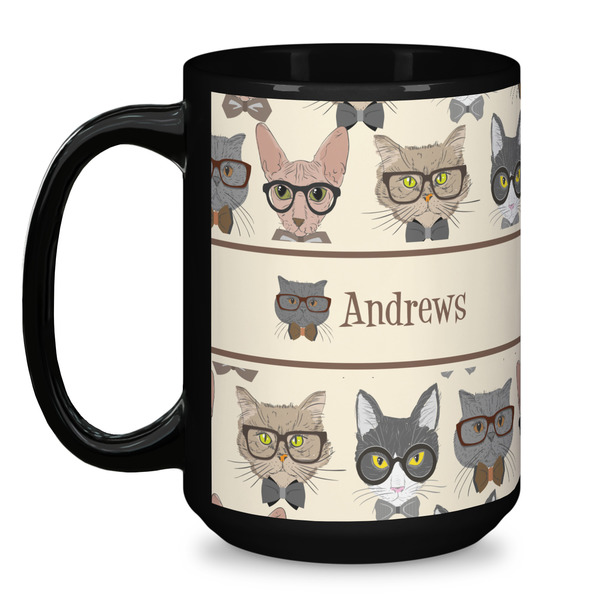 Hipster Cats Coffee Mug - 15 oz - Black