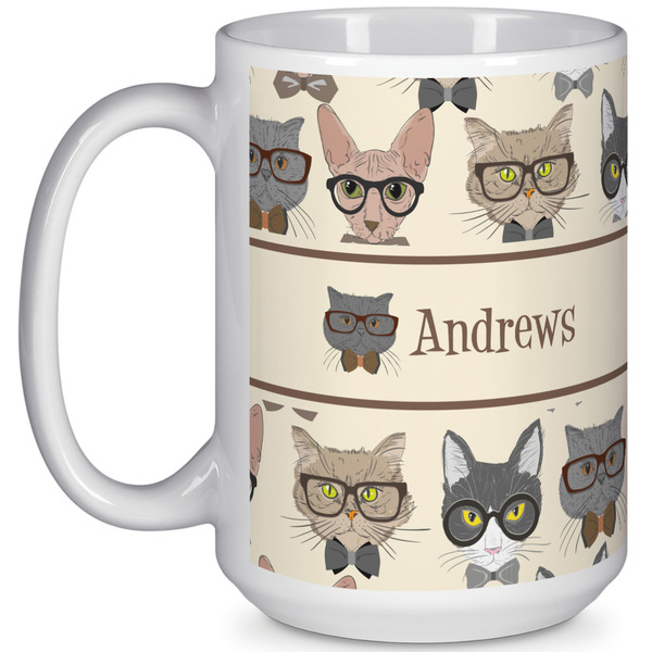 Custom Hipster Cats 15 Oz Coffee Mug - White (Personalized)