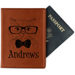Hipster Cats Passport Holder - Faux Leather - Double Sided (Personalized)