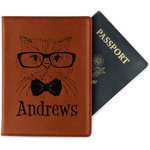 Hipster Cats Passport Holder - Faux Leather - Single Sided (Personalized)