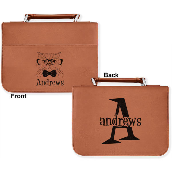 Hipster Cats Cognac Leatherette Bible Covers - Large Double Sided Apvl