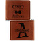 Hipster Cats Cognac Leatherette Bifold Wallets - Front and Back