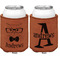 Hipster Cats Cognac Leatherette Can Sleeve - Double Sided Front and Back