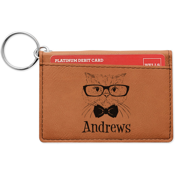 Custom Hipster Cats Leatherette Keychain ID Holder - Double Sided (Personalized)