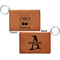 Hipster Cats Cognac Leatherette Keychain ID Holders - Front and Back Apvl