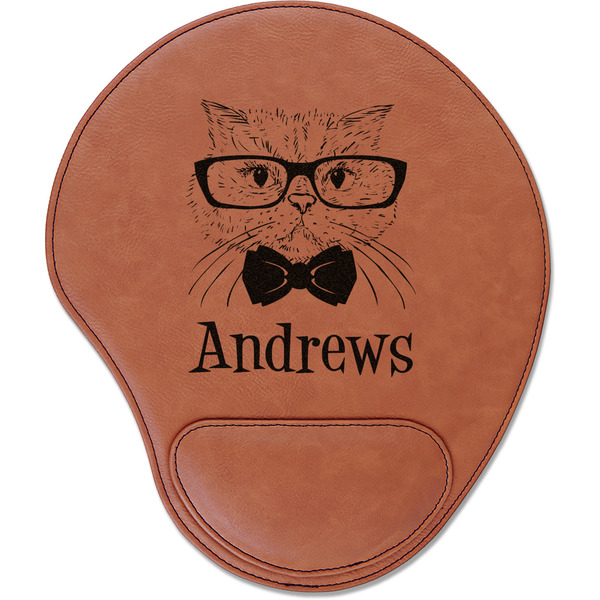 Custom Hipster Cats Leatherette Mouse Pad with Wrist Support (Personalized)