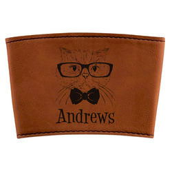 Hipster Cats Leatherette Cup Sleeve (Personalized)