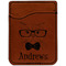 Hipster Cats Cognac Leatherette Phone Wallet close up