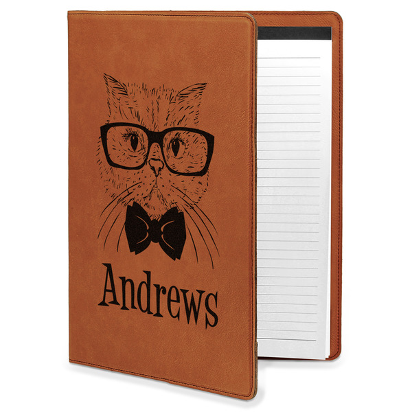 Custom Hipster Cats Leatherette Portfolio with Notepad - Large - Single Sided (Personalized)