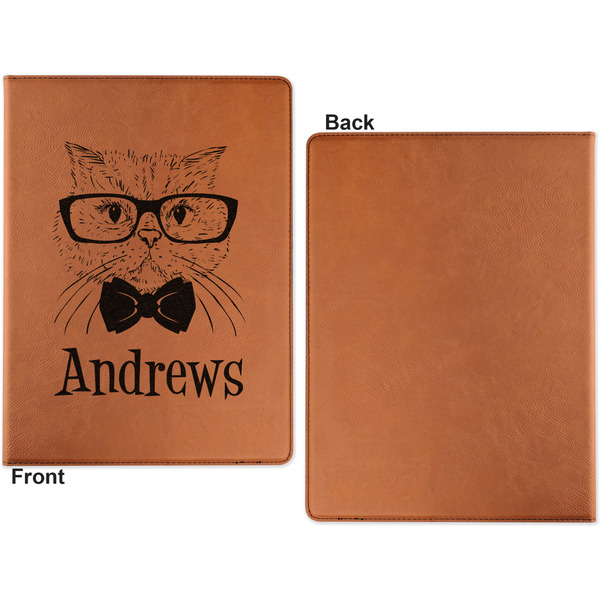 Hipster Cats Cognac Leatherette Portfolios with Notepad - Large - Single Sided - Apvl