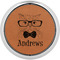 Hipster Cats Cognac Leatherette Round Coasters w/ Silver Edge - Single