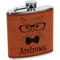 Hipster Cats Cognac Leatherette Wrapped Stainless Steel Flask