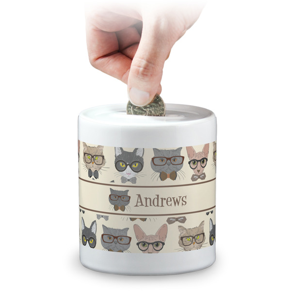 Custom Hipster Cats Coin Bank (Personalized)