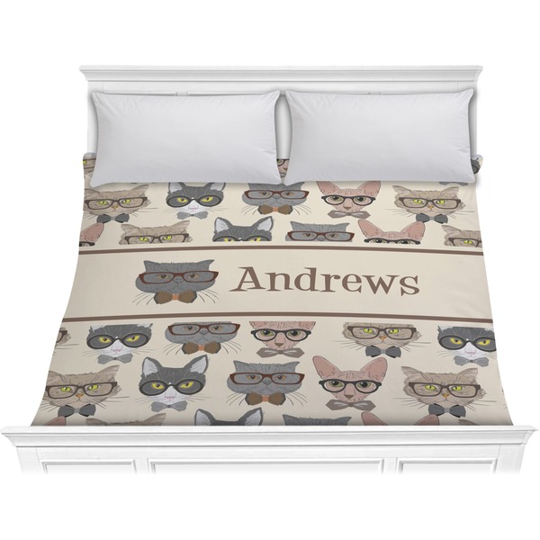Custom Hipster Cats Comforter - King (Personalized)