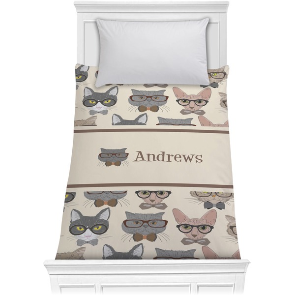 Custom Hipster Cats Comforter - Twin (Personalized)