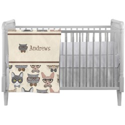Hipster Cats Crib Comforter / Quilt (Personalized)