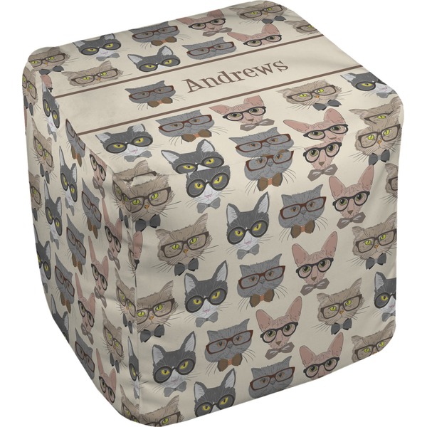 Custom Hipster Cats Cube Pouf Ottoman - 13" (Personalized)