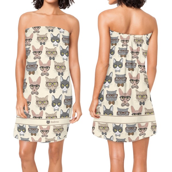 Hipster Cats Custom Bath Wrap - Front & Back View