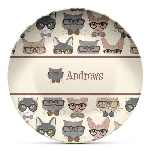 Custom Hipster Cats Microwave Safe Plastic Plate - Composite Polymer (Personalized)