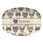 Hipster Cats Plastic Platter - Microwave & Oven Safe Composite Polymer (Personalized)