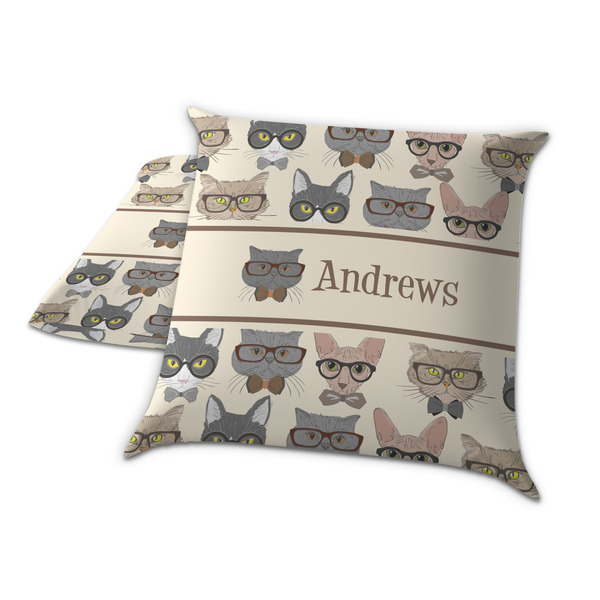 Hipster Cats Decorative Pillow Case - TWO