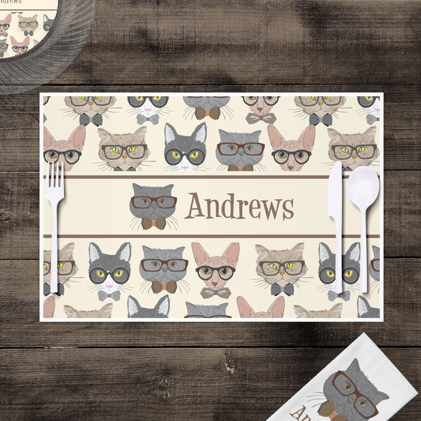 Hipster Cats Disposable Paper Placemat - In Context
