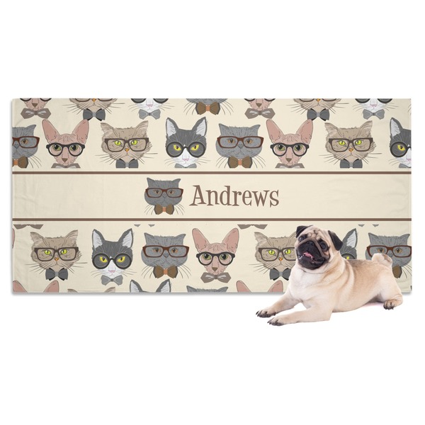Custom Hipster Cats Dog Towel (Personalized)