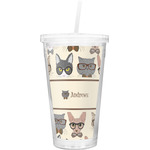 Hipster Cats Double Wall Tumbler with Straw (Personalized)