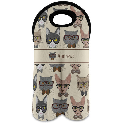 Hipster Cats Wine Tote Bag (2 Bottles) (Personalized)