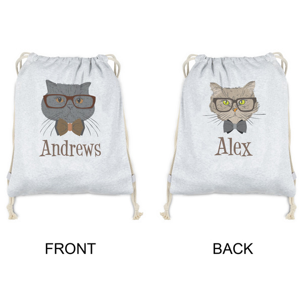 Hipster Cats Drawstring Backpacks - Sweatshirt Fleece - Double Sided - APPROVAL