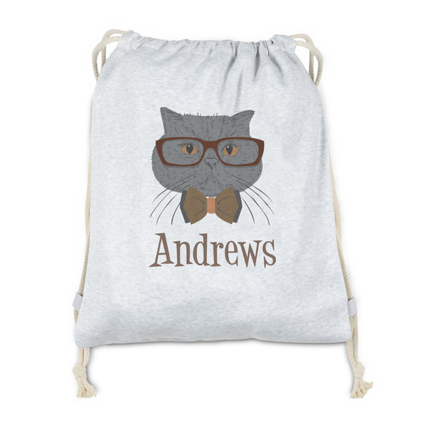 Custom Hipster Cats Drawstring Backpack - Sweatshirt Fleece - Double Sided (Personalized)