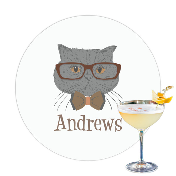 Custom Hipster Cats Printed Drink Topper (Personalized)