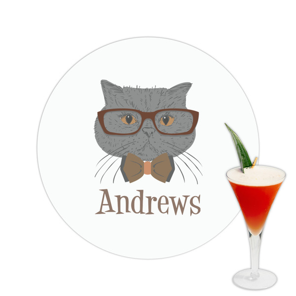 Custom Hipster Cats Printed Drink Topper -  2.5" (Personalized)
