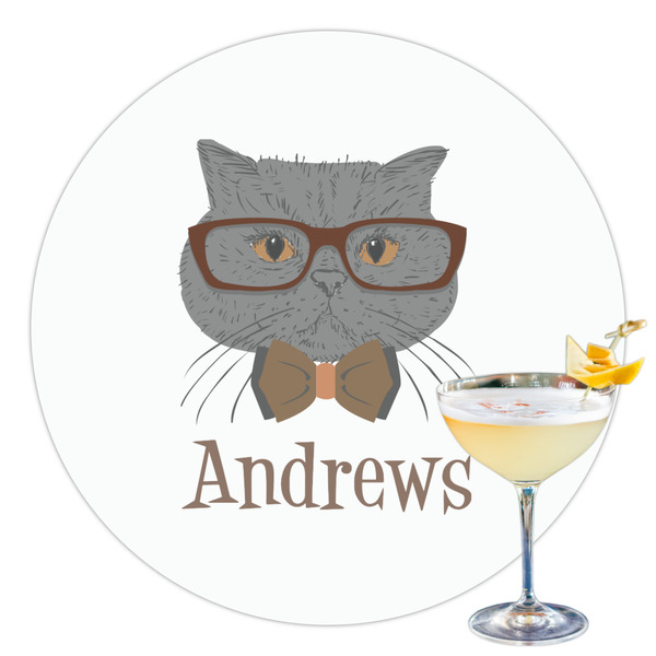 Custom Hipster Cats Printed Drink Topper - 3.5" (Personalized)
