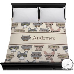 Hipster Cats Duvet Cover - Full / Queen (Personalized)