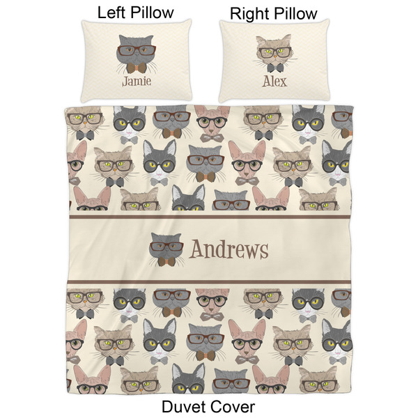 Hipster Cats Duvet Cover Set - Queen - Approval