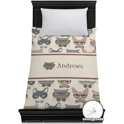 Hipster Cats Duvet Cover - Twin XL (Personalized)
