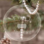 Hipster Cats Engraved Glass Ornament (Personalized)