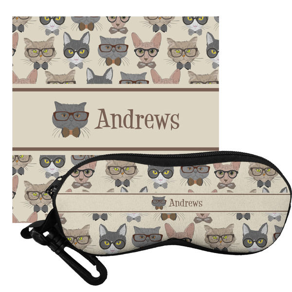 Custom Hipster Cats Eyeglass Case & Cloth (Personalized)
