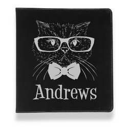 Hipster Cats Leather Binder - 1" - Black (Personalized)