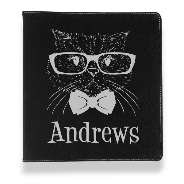 Custom Hipster Cats Leather Binder - 1" - Black (Personalized)